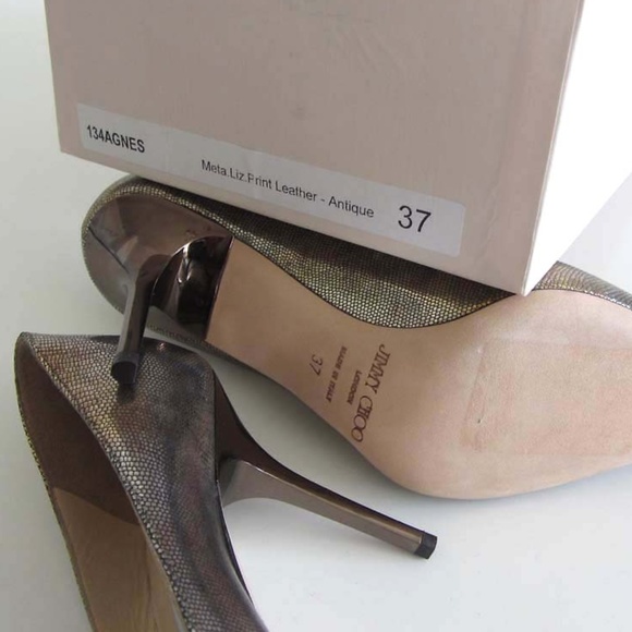 new JIMMY CHOO Agnes metallic lizard print pump 37 - Picture 7 of 8